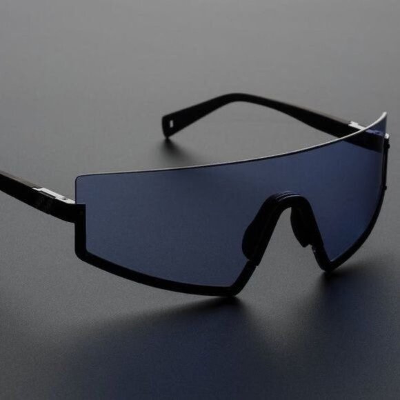 WESTWARD LEANING STUN D-FRAME MATTE-ACETATE SUNGLASSES IN BLACK/BLUE - Picture 1 of 6